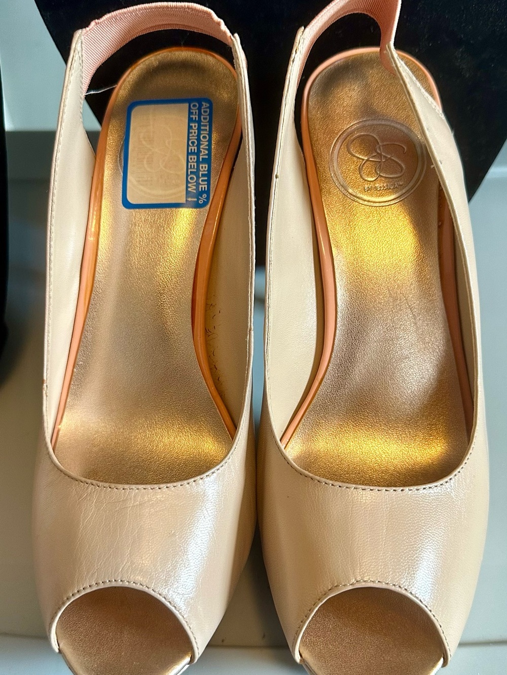 Women's Jessica Simpson Peep-Toe Slingback Heels in Nude